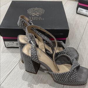 Vince Camuto Studded Gray Heeled Sandals